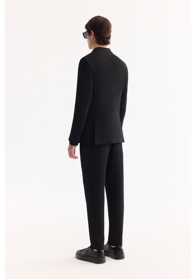 Avva Erkek Siyah Mono Yaka Bi-stretch Hafif Çizgili Blazer Comfort Slim Fit Ceket A52y4004 Avva Erkek Siyah Mono Yaka Bi-stretch Hafif Çizgili Blazer Comfort Slim Fit Ceket A52y4004