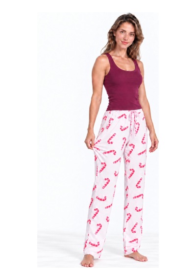 Kadın Trend Günlük Bluz Bordo Desenli Pijama Takımı