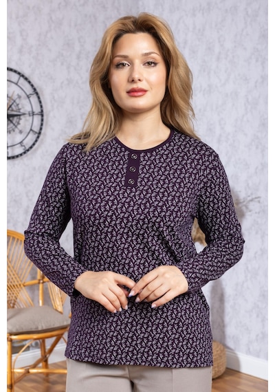 Mutlu City Kadın Yeni Model Yüksek Kalite Yuvarlak Yaka Patlı Orta Yaş Anne Penye Bluz 6545 Mürdüm Mutlu City Kadın Yeni Model Yüksek Kalite Yuvarlak Yaka Patlı Orta Yaş Anne Penye Bluz 6545 Mürdüm