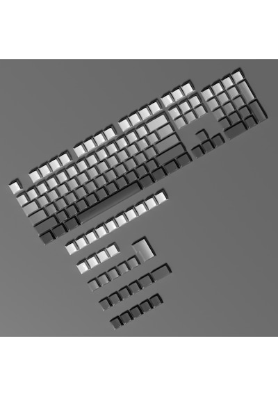 136 Tuş Siyah- Beyaz Kademeli Keycap- Mekanik Klavye Tuş Takımı