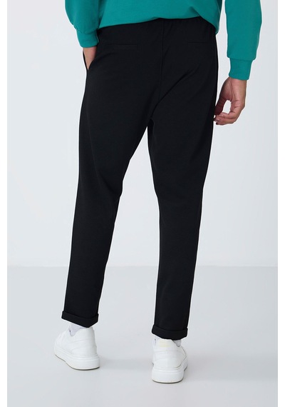 Tommy Life Siyah Yüzeyi Dokulu Standart Fit Erkek Eşofman Alt - 82154