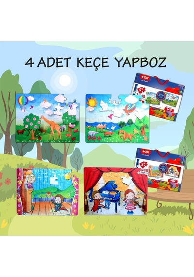 4 Set 96 Parça Tox Origami Ve Sahne 5+ Keçe Yapboz 5 Yaş Puzz