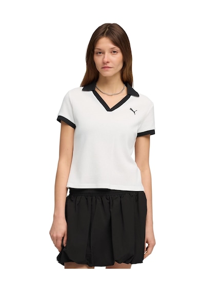 635395-02 Puma Wardrobe Ess Polo Kadın T-shirt Beyaz 635395-02 Beyaz