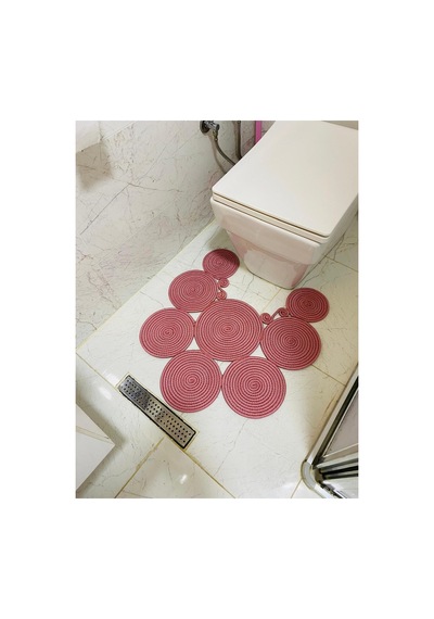 Jüt, Hasır, Paspas, Banyo Paspası, Klozet Önü Paspası, Klozet Paspas, Çift Taraflı Pembe Pembe