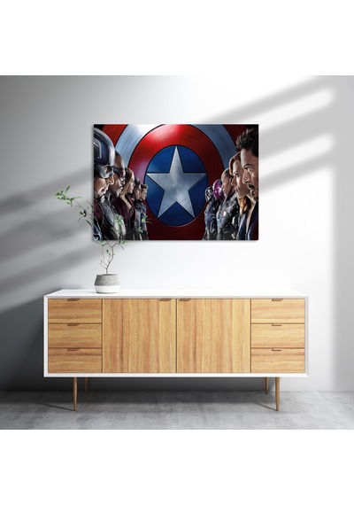 Cakasepetim Marvel Avengers Infinity Savaş Afişi Kaptan Amerika İç Savaş Görseli Ahşap Mdf Tablo