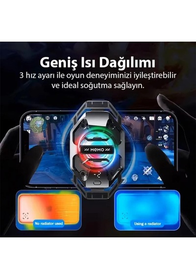Coofbe Göstergeli Rgb Işıklı Kablolu Soğutma Levhalı Ultra Hızlı Telefon Soğutucu Radyatör 3 Modlu