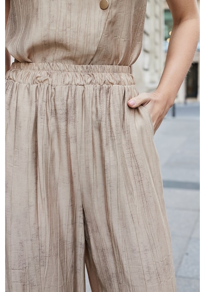 JUMENT Kadın Keten Görünümlü Likrasız Yüksek Bel Beli Lastikli Yan Cepli Bol Paça Palazzo Pantolon-camel JUMENT Kadın Keten Görünümlü Likrasız Yüksek Bel Beli Lastikli Yan Cepli Bol Paça Palazzo Pantolon-camel