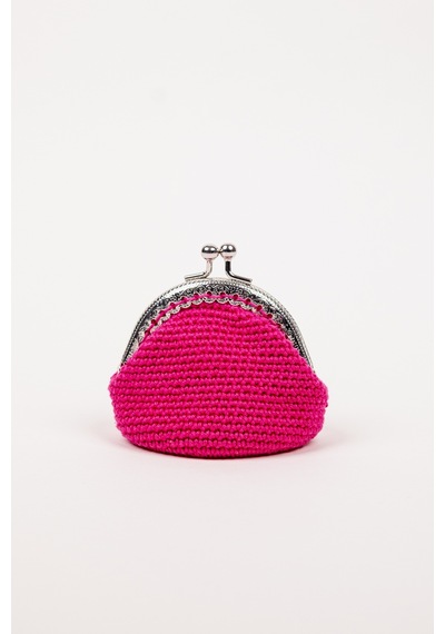 Fabric Craft Bag Bozuk Para Cüzdanı Merserize Pamuk Klipsli Örgü Pembe