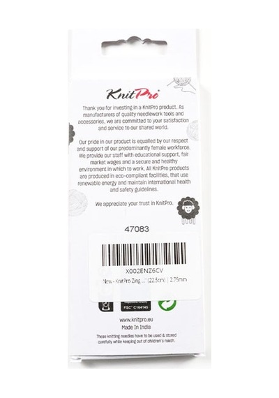 Knitpro Zing Misinalı Örgü Şiş 22,50 Cm 2.75mm 47083