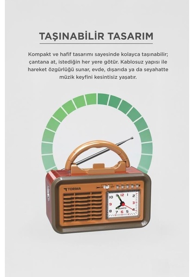 Premium Bağlantı Ses Cihazı Bluetooth Hoparlör Nostaljik Radyo D60 Kırmızı