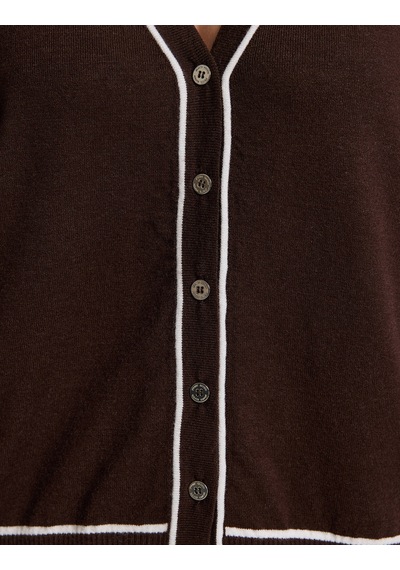 Pierre Cardin Kahverengi Slim Fit Basic Triko Hırka 50333949-vr029