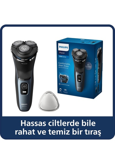 Philips 3000 Serisi Islak&kuru Tıraş Makinesi, 5 Yönde Dönen Başlıklar, Hassas Düzeltici, S3144/00
