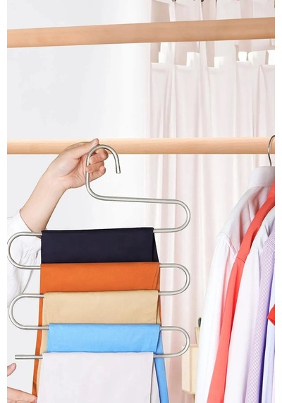 5 Katlı Akıllı Askı , Pantolon Askısı, Şal Askısı, Eşarp Askısı,paslanmaz Çelik Askı Gri