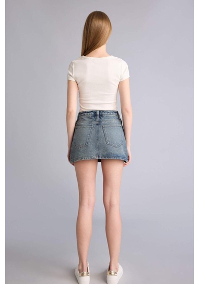 Defacto Yüksek Bel Mini Jean Etek H0636ax26smnm28 Mavi-nm28