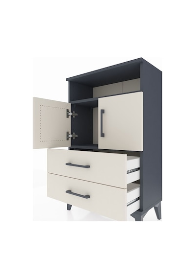 Arges Komodin 2 Raflı 2 Çekmeceli 2 Kapaklı 60x30x96 Antrasit... Antrasit