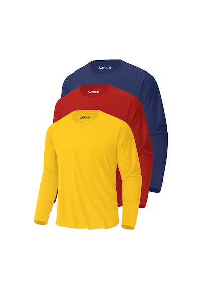 Rich Erkek Sarı-kırmızı-lacivert 3'lü Paket Basic Uzun Kollu Sporcu Body Sarı-kırmızı-lacivert