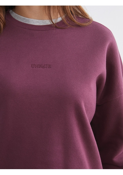 Lcw Vision Mürdüm Nakışlı Oversize Kadın Kalın Sweatshirt