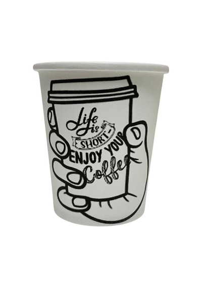 Life Enjoy Tasarım Coffe Bardak Desenli Tek Kullanımlık 7 Oz 50 Adet Karton Bardak 1