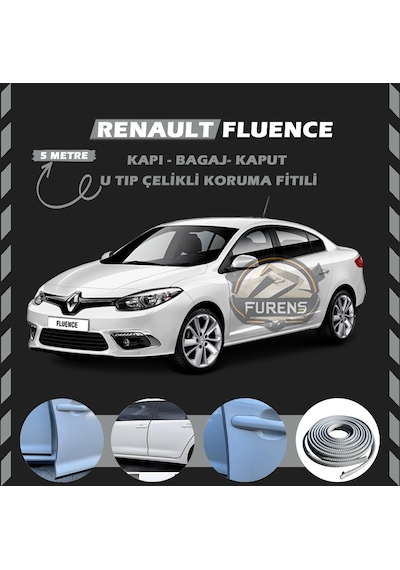 Renault Fluence Oto Araç Kapı Koruma Fitili 5metre Parlak Gri Renk