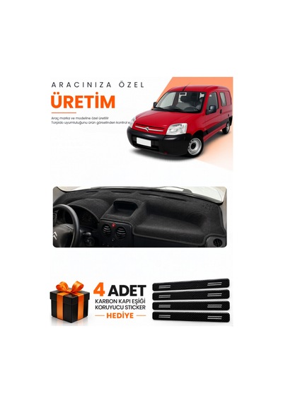 Cıtroen Berlıngo M59 2002-2008 Uyumlu Torpido Koruma Örtüsü Oto Kılıfı - Siyah