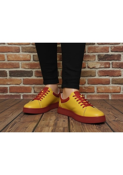 Catelli %100 Deri Ortopedik Erkek Rahat Günlük Sneaker Mevsimlik Taraftar Ayakkabı 40-44 Sarı Kırmızı Catelli %100 Deri Ortopedik Erkek Rahat Günlük Sneaker Mevsimlik Taraftar Ayakkabı 40-44 Sarı Kırmızı