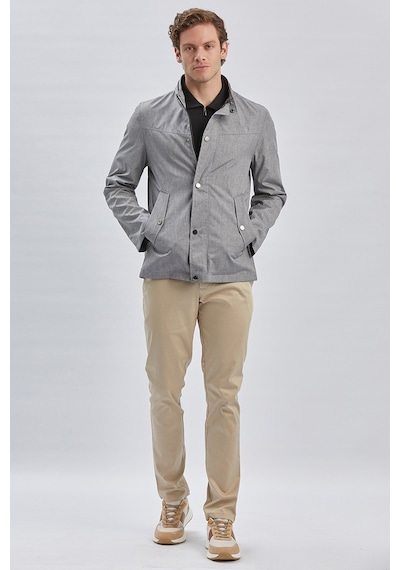 İmza Gri Dik Yaka Yarım Astar Comfort Fit Rahat Kesim Casual Mont 1007240150-Gri