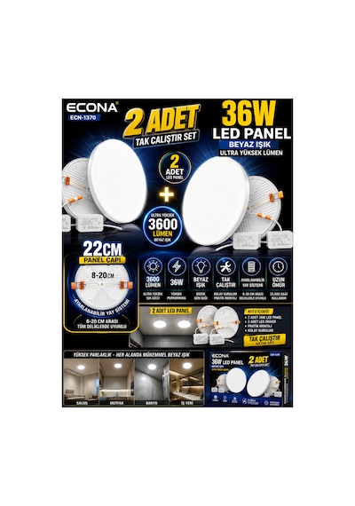 2 Adet -36w Led Panel Ayarlanabilir Beyaz Işık 8-20 Cm Yaylı Asma Tavan Armatürü 22cm Ultra Yüksek Lümen Beyaz Işık Tak Çalıştır Set ,spot Lamba ,sıvaaltı Led Panel,led Işıklı Panel Led 2 Adet -36w Led Panel Ayarlanabilir Beyaz Işık 8-20 Cm Yaylı Asma Tavan Armatürü 22cm Ultra Yüksek Lümen Beyaz Işık Tak Çalıştır Set ,spot Lamba ,sıvaaltı Led Panel,led Işıklı Panel Led
