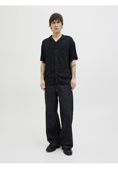 Jack & Jones Erkek Kısa Kollu Gömlek - Jeff - 12268443 Black Siyah