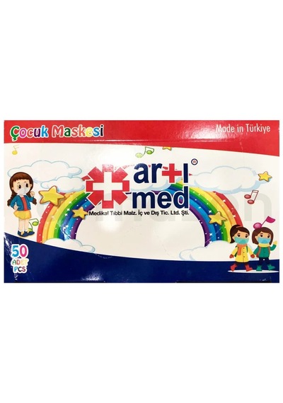 Artımed 3 Katlı Meltblown Çocuk Beyaz Cerrahi Maske Telli 50'li
