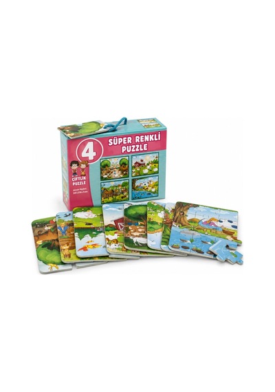 Renkli Çiftlik Puzzle 4'lü Set