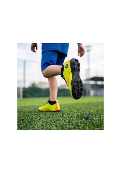 Çocuk Halı Saha Futbol Ayakkabısı Hafif, Kaymaz Tabanlı, Bağcıklı Kramponsuz Spor Ayakkabı Sarı