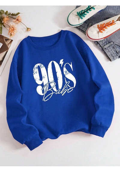 Startmore Mavi Unisex Erkek/kadın 90's Özel Renkli Oversize Bisiklet Yaka Pamuklu