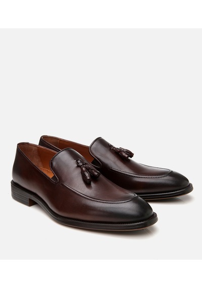 Hotiç Erkek Deri Siyah Püskül Detaylı Klasik Loafer