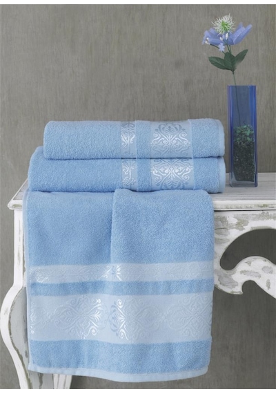 Cotton Jakarlı Rebeka Banyo Havlusu 70x140 Mavi