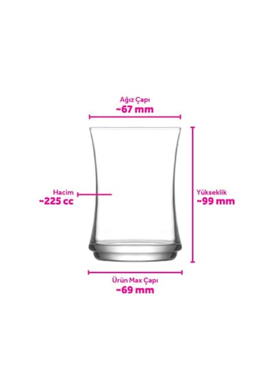 Lav Lune Cam Su Bardağı 6'lı 225 ml (Meşrubat Bardağı)