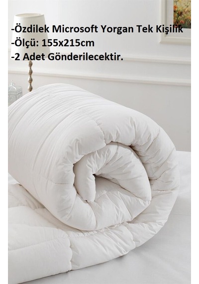 Özdilek 2 Adet Tek Kişilik Silikon Beyaz Yorgan 155x215 Beyaz