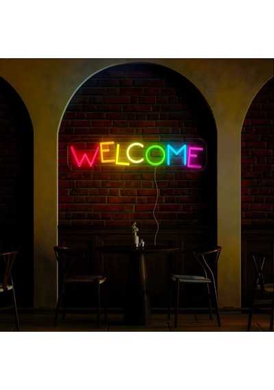 Welcome Yazılı Neon Tabela Çok Renkli