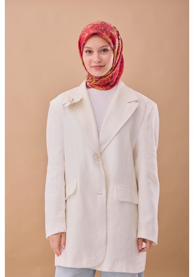 Silk Home Olinda İpek Eşarp 47002-43 Mürdüm, Yağ Yeşili, Gri, Gümüş