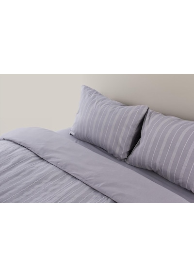 Sleeptown Keten Görünümlü Armürlü Pamuk Nevresim Takımı Tek Kişilik 160x220 Gri Çok Renkli