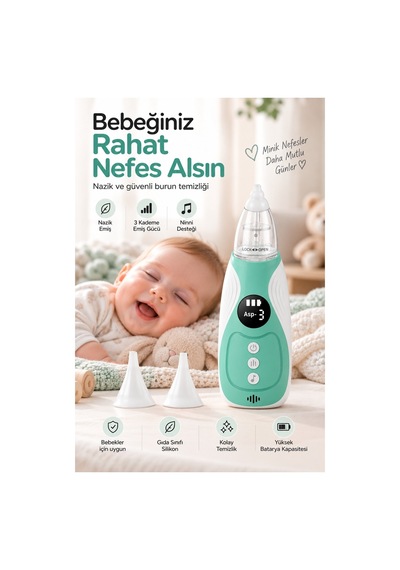 Robeve Auhma Elektrikli Bebek Burun Aspiratörü 3 Kademeli Burun Temizleme Cihazı, 3 Gıda Sınıfı Silikon Başlıklı, Rahatlatıcı Müzik Destekli, Sökülebilir Kolay Temizlenebilir Şarjlı Nazal Aspiratör Robeve Auhma Elektrikli Bebek Burun Aspiratörü 3 Kademeli Burun Temizleme Cihazı, 3 Gıda Sınıfı Silikon Başlıklı, Rahatlatıcı Müzik Destekli, Sökülebilir Kolay Temizlenebilir Şarjlı Nazal Aspiratör