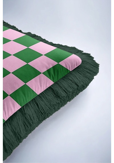 Damalı Retro Geometrik Pembe Saçaklı Yastık Kılıfı - Optik Bohem Yeşil Siyah Püsküllü Kırlent Kılıfı Derin Esinti Opal Damalı Retro Geometrik Pembe Saçaklı Yastık Kılıfı - Optik Bohem Yeşil Siyah Püsküllü Kırlent Kılıfı Derin Esinti Opal