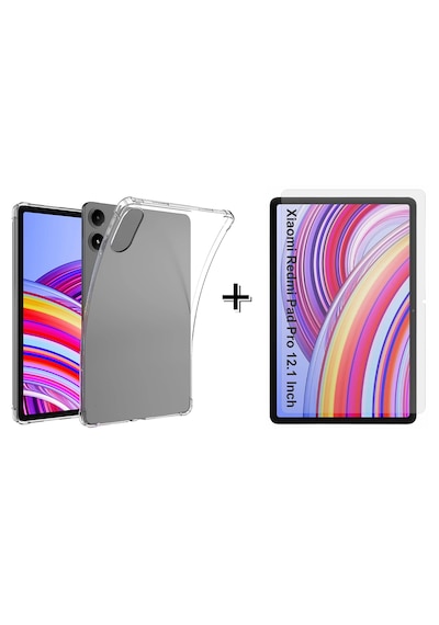 Forzacase Redmi Pad Pro 12.1 İnch 2024 Anti Shock Silikon Kılıf + Temperli Kırılmaz Cam - Fc014 Arka Kapak