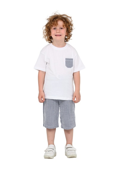 Erdem Kıds Erkek Çocuk Basic T-shirt Şort Çizgili Kaprili Yazlık 2'li Takım Lacivert Lacivert Erdem Kıds Erkek Çocuk Basic T-shirt Şort Çizgili Kaprili Yazlık 2'li Takım Lacivert Lacivert