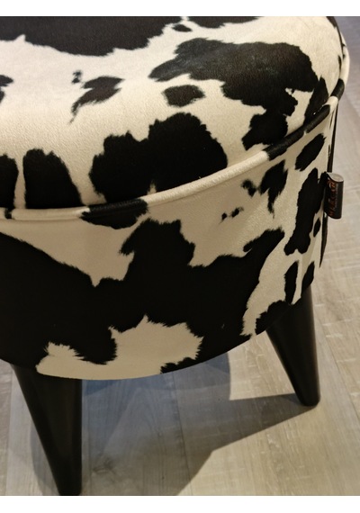Mercan Mobilya Leopar Desen Bench Puf 43/42 Siyah Ayak Beyaz