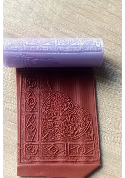 Zeugma Mozaik Motifli Desenli Doku Rulosu 10 Cm Kil, Seramik Ve Şeker Hamuru Merdanesi Çok Renkli