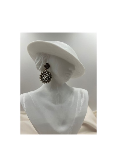 Lunarie Vintage İnci Detaylı Büyük Sallantılı Küpe Altın