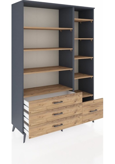 Hyperion Dolap 9 Raflı 4 Çekmeceli 132x44x195 Antrasit-çam/çam Antrasit Hyperion Dolap 9 Raflı 4 Çekmeceli 132x44x195 Antrasit-çam/çam Antrasit