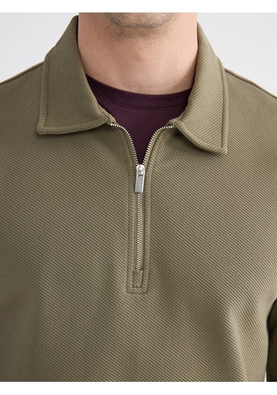 Lcwaıkıkı Classic Yeşil Polo Yaka Erkek Sweatshirt