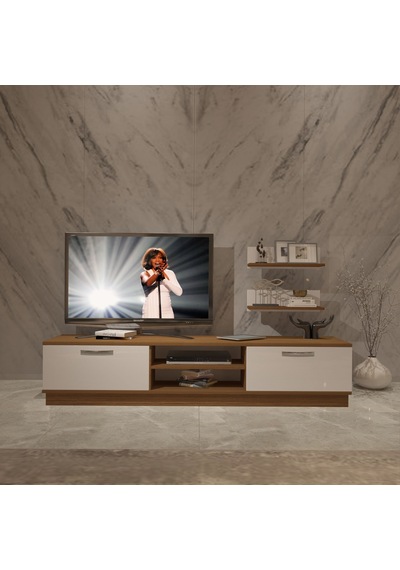 Decoraktiv Eko 4b Slm Dvd Tv Ünitesi Tv Sehpası - Ceviz Beyaz Ahşap - Beyaz
