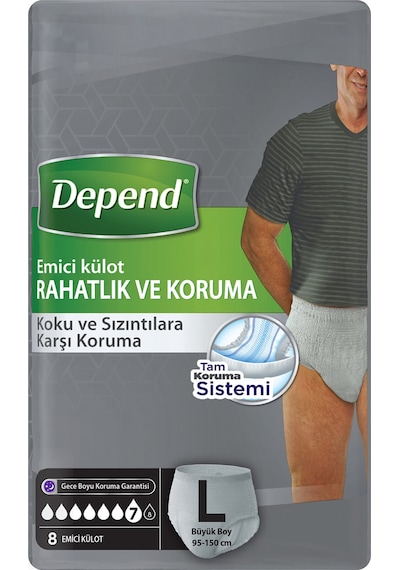 Depend Emici Külot Erkek Büyük 8'li 2 Adet Diğer
